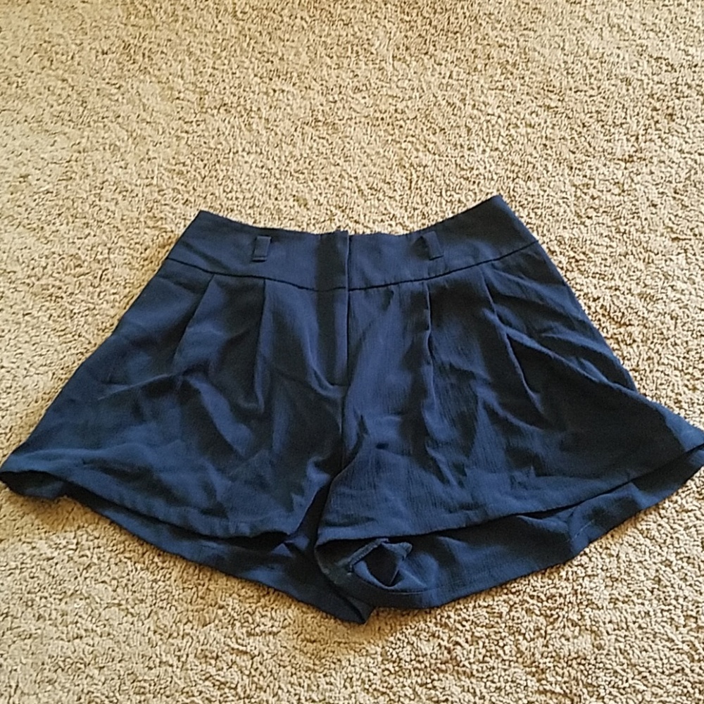 High waisted navy blue shorts